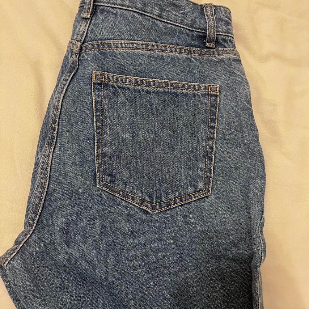 Medium wash straight leg jeans